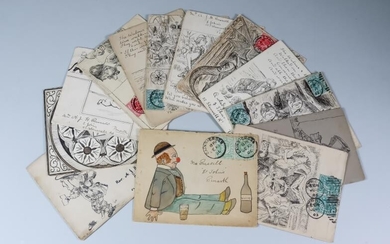 A Collection of Envelopes, Early 20th Century, each decorated...