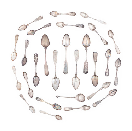 A Collection of Forty-Eight American Coin Silver Spoons