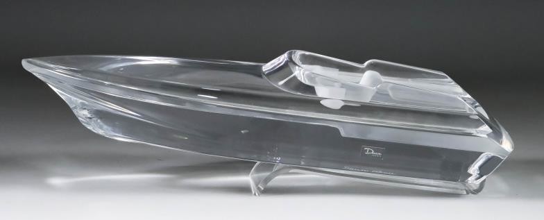 A Daum glass model of a speed boat, 20th...