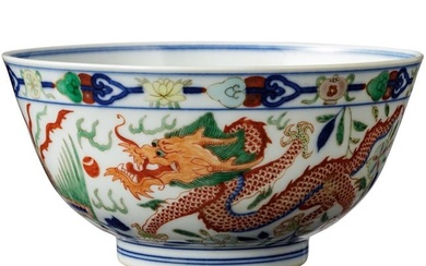 A Doucai dragon-bowl with Kangxi mark, probably of that period