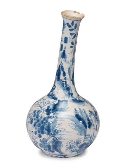 A Dutch Delft Blue and White Glazed Vase