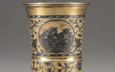A FOOTED SILVER-GILT AND NIELLO BEAKER Russian, Moscow