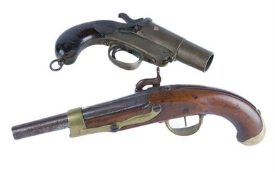A French Percussion Pistol and an English Flare Pistol