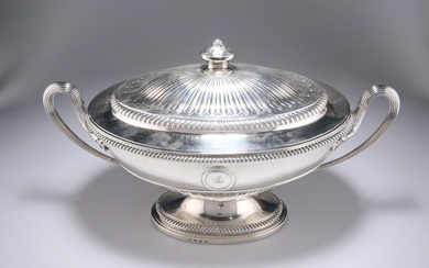 A GEORGE III SILVER SOUP TUREEN AND COVER