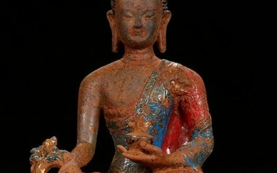 A GLASS&COLOR WITH OUTLINE IN GOLD GAUTAMA BUDDHA