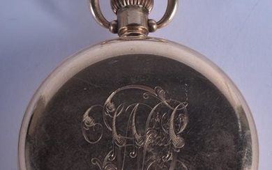 A GOLD PLATED POCKET WATCH. 4.75 cm wide.