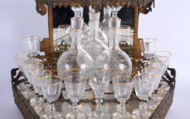 A GOOD 19TH CENTURY FRENCH BRONZE BOHEMIAN GLASS
