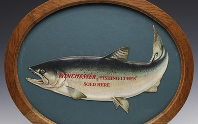 A GOOD WINCHESTER FISHING LURES DIE-CUT ADVERTISING