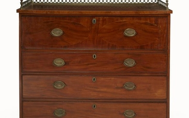 A George III figured mahogany butler's secretary, late