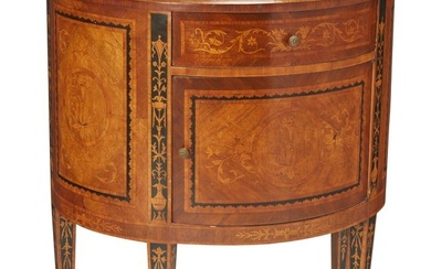 A George III-style marquetry demilune commode