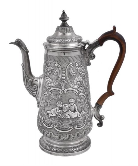 A George IV silver tapered coffee pot by John Page