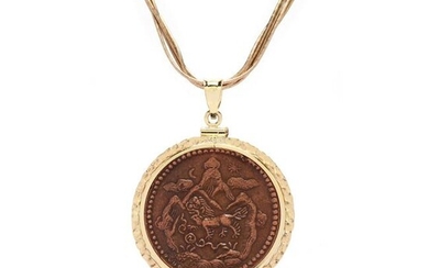 A Gold Multi-Strand Necklace and a Copper Pendant