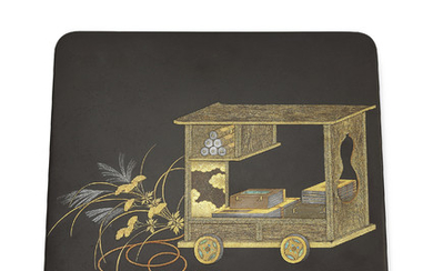 A LACQUER POEM PAPER BOX (SHIKISHIBAKO), SIGNED IN GOLD LACQUER TO THE BASE TAISHIN (IKEDA TAISHIN (1825-1903)), EDO - MEIJI PERIOD (19TH CENTURY)