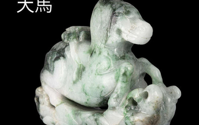 A LARGE JADEITE JADE CARVING OF A ‘HEAVENLY...