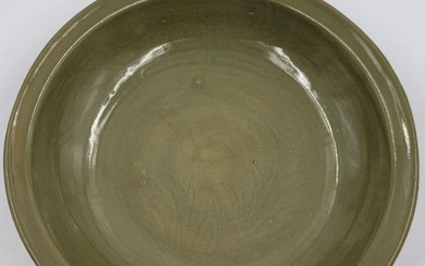 A Large Chinese Porcelain Charger / Bowl Carved Interior Possibly Yuan Dynasty