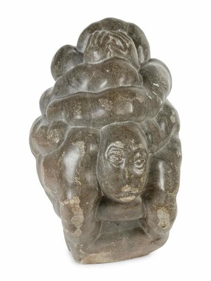 A Large Inuit Carved Stone Figural Group