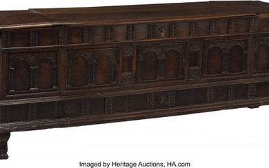 A Large Italian Carved Walnut Coffer, late 18th