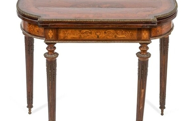 A Louis XVI Style Bronze-Mounted Marquetry Games Table