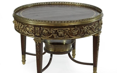 A Louis XVI Style Ormolu Mounted Mahogany and Leather