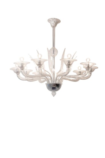 A CHANDELIER AND A PAIR OF WALL LAMPS, IN MURANO GLASS