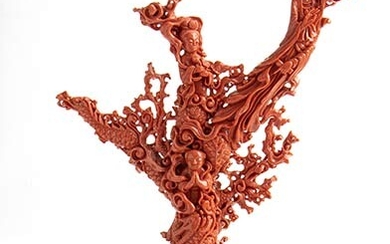 A Momo or Cerasuolo coral (Corallium Elatius) sculpture depicting female...