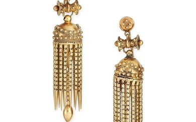 A PAIR OF ANTIQUE GOLD TASSEL EARRINGS, 19TH CENTURY in