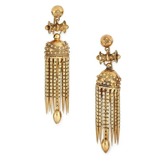 A PAIR OF ANTIQUE GOLD TASSEL EARRINGS, 19TH CENTURY in