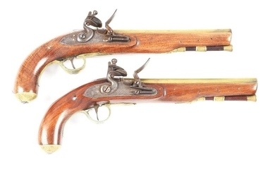 (A) PAIR OF A.W. SPIES .54 SMOOTHBORE FLINTLOCK