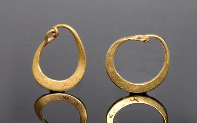 A Pair Of Roman Gold Crescent-Shaped Earrings -11mm to 13mm diam approx