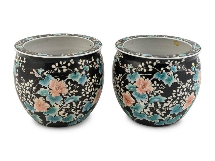 A Pair of Chinese Famille Rose Porcelain Fish Bowls