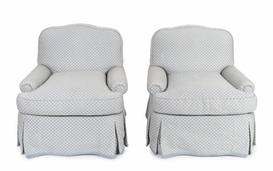 A Pair of Contemporary Upholstered Club Chairs Height