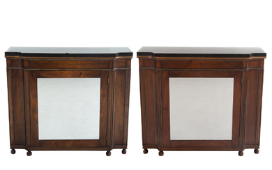 A Pair of Continental Style Marble Top Consoles