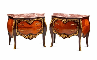 A Pair of Louis XV Style Gilt-Bronze-Mounted Inlaid