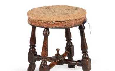 A Queen Anne walnut and beech stool