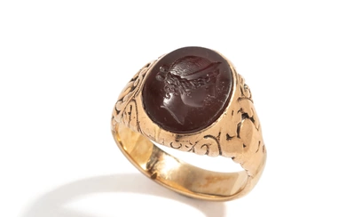 A Roman Red Jasper Ring Stone with the Goddess Juno