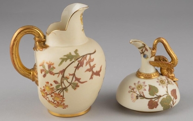A Royal Worcester blush ivory pitcher Heights: 6 1/2 in. (16.51 cm.); 4 1/4 in. (10.80 cm.)