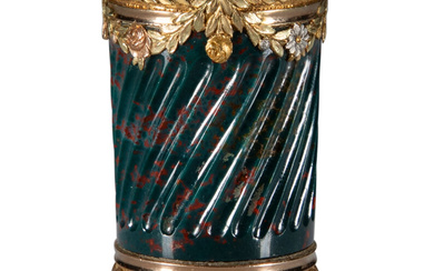 A Russian Imperial Three Color Gold Mounted Bloodstone Hand Seal