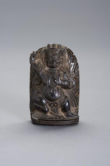 A SMALL AND FINE BUFFALO HORN STELE OF VAJRAPANI