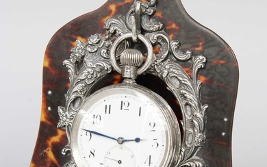 A Silver Mounted Tortoiseshell Pocket Watch Stand; together with A...
