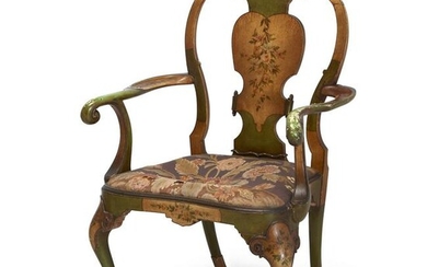 A Venetian Rococo style polychrome painted armchair