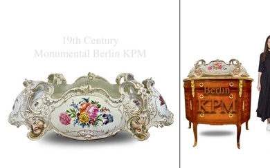 A Very Large 19th Century German KPM Hand Painted Porcelain Centerpiece/Jardiniere