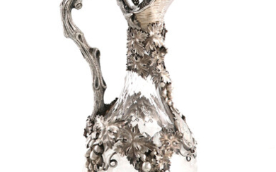 A Victorian silver-mounted glass claret jug