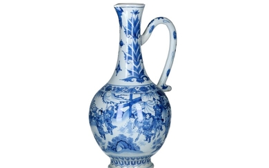 (-), A blue and white porcelain jug, decorated...