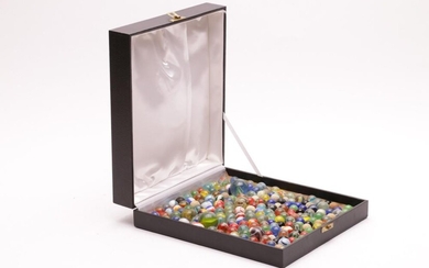 A box of vintage marbles