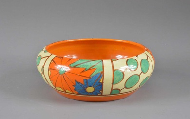 A circa 1930's Clarice Cliff hand painted pottery bowl