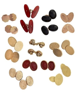 A collection of cufflinks, including: four pairs...