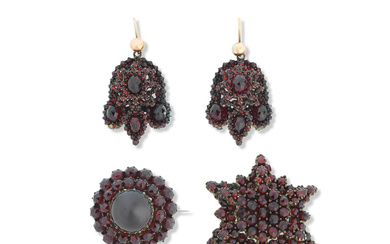 A collection of garnet jewellery, 19th century (3)