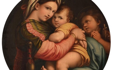 A copy of the 'Madonna della seggiola' by Raphael, 80 x 80 cm