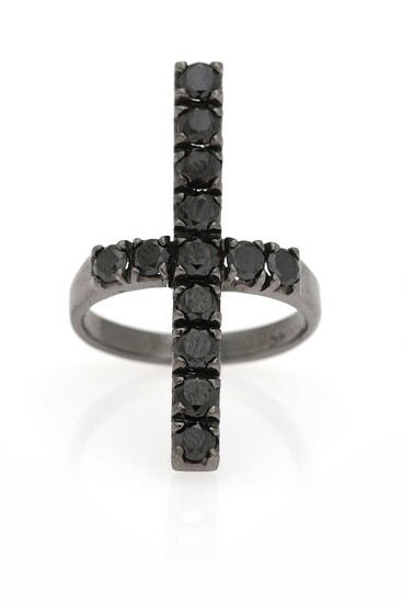 NOT SOLD. A diamond ring set with numerous black diamonds weighing a total of app....