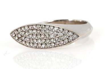 A diamond ring set with numerous brilliant-cut diamonds, mounted in 14k gold....